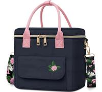 Hihealer Deluxe Lunch Bag Women Mothers Day Gifts with Rare Floral Design - Large Leakproof Insulated Multi Pocket Cool Bag with Removable Strap for Work/Picnic Gifts Christmas Xmas Gifts for Women
