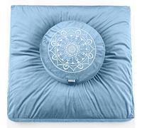 Hihealer Large Meditation Cushion and Zabuton Mat Set Meditation Pillow and Zafu Mat for Men and Women (Blue)