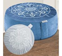 Hihealer Meditation Cushion with Extra Velvet Cover - Large Traditional Tibetan Meditation Yoga Floor Cushion Pillow Zafu Filled by Buckwheat Hulls, Great Gift for Women (Restful Light Blues)