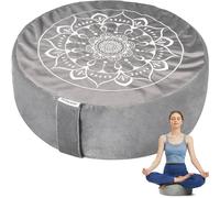 Hihealer Meditation Cushion with Velvet Cover - Large Traditional Tibetan Meditation Yoga Floor Cushion Pillow Zafu Filled by Buckwheat Hulls, Great Christmas Xmas Gifts for Women (Calmly Grey)