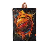 HiHELLOH Abstract Basketball Blanket Gifts for Adults Kids Boys Girls Soft Warm Lightweight Cozy Flannel Sports Ball Throw Blankets for Bed Sofa Couch Living Room Decor 50x40in