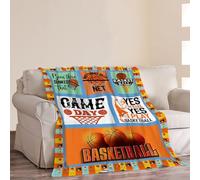 HiHELLOH Basketball Decor Throw Blanket - Comfy Plush Flannel Fleece, Warm Soft Fluffy Fuzzy - Gifts for Players, Teens, Boys, Girls, Women, Kids - Bed, Sofa, Couch - 60"X80"