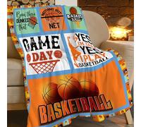 HiHELLOH Basketball Decor Throw Blanket - Comfy Plush Flannel Fleece, Warm Soft Fluffy Fuzzy - Gifts for Players, Teens, Boys, Girls, Women, Kids - Bed, Sofa, Couch - 40"X50"
