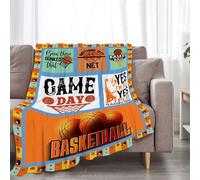 HiHELLOH Basketball Decor Throw Blanket - Comfy Plush Flannel Fleece Warm Soft Fluffy Fuzzy Gifts for Players, Teens, Boys, Girls, Women, Kids - Bed Sofa Couch 50"X60"