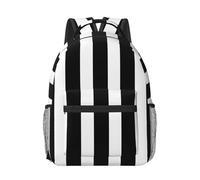 HiHELLOH Black White Striped Backpack with Adjustable Padded Straps Backpacks for Running, Travel, Hiking, Camping
