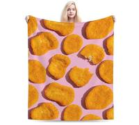 HiHELLOH Chicken Nuggets Blanket for Kids Boys Girls Gift 60"x80", Christmas Birthday Funny Food Stuffed Super Soft Flannel Blankets for Bed Couch and Sofa