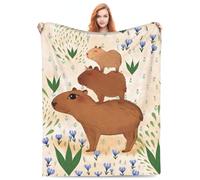 HiHELLOH Cute Capybara Blanket for Girls Women Kids Adults Fleece Cozy Flannel Capybara Family Throw Blankets for Travel Couch Bedding 80x60 inch