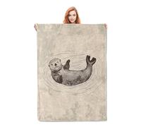 HiHELLOH Cute Otter Blanket Gifts for Women Girls Soft Warm Lightweight Cozy Vintage Sea Animal Theme Throw Blankets for Bed Sofa Couch Living Room Decor 50x40in