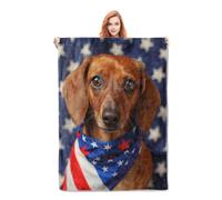 HiHELLOH Dachshund Blanket Gifts for Women Adults Soft Warm Lightweight Cozy Flannel Cute Animal American Flag Wiener Dog Throw Blankets for Bed Sofa Couch Living Room Decor 50x40in