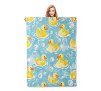 HiHELLOH Funny Rubber Duck Blanket Gifts for Adults Kids Soft Warm Lightweight Cozy Flannel Animal Bubbly Duckies Throw Blankets for Bed Sofa Couch Living Room Decor 80x60in