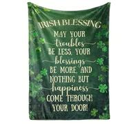 HiHELLOH Irish Gifts for Women Men, Ireland Shamrock Blessing Gift Flannel Blanket Throws (50"x 65") for St. Patrick's Day, Christmas - Irish Blessing