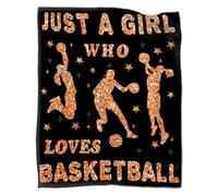 HiHELLOH Just A Girl Who Loves Basketball Blanket Gifts for Basketball Lover 60 x 50 Inch for Teen,Basketball Fannel Fleece Throw Blanket Super Soft Throws Blanket for Bed Couch Sofa
