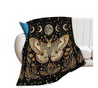 HiHELLOH Moth Blanket Moon Butterfly Decor Throw Blanket Comfort Plush Flannel Fleece Warm Soft Fuzzy Blanket Gothic Gifts for Girls Boys Women Teens for Room Bed Sofa Couch 40"X50"