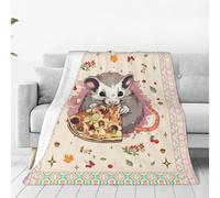 HiHELLOH Opossum Gifts Plush Blanket - Comfy Flannel Fleece Warm Soft Fluffy Fuzzy Pizza Decor Throw for Girls Boys Women Teens Kids Baby - Room Bed Sofa Couch 60"X80"