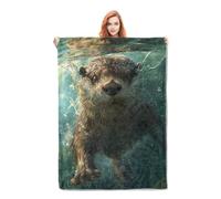 HiHELLOH Otter Blanket Gifts for Women Girls Adults Kids Soft Warm Lightweight Cozy Sea Animal Theme Throw Blankets for Bed Sofa Couch Living Room Decor 50x60in