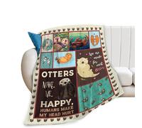HiHELLOH Sea Otter Blanket Otters Throw Blanket Comfy Plush Flannel Fleece Warm Soft Fluffy Fuzzy Stuff Blanket Gifts for Animals Lover Women Teens for Bed Sofa Couch 40"X50"