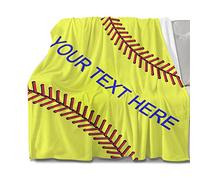 HiHELLOH Softball Blanket Custom Gifts for Girls Boys 60''X50'', Personalized Name Throw Adult Kids, Customized Team Couch College Grandson Granddaughter Softballgreen-custom