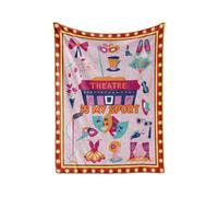 HiHELLOH Theater Gifts Blanket for Girls, Women - 50" x 65" Throw Blanket - Birthday Gifts for Broadway Theater Lovers - Theatre is My Sport - Pink