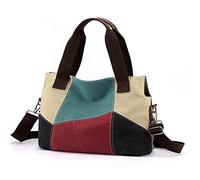 HIHELO Handbag Women Bag Canvas Totes Brand Handbag Patchwork Messenger Shoulder Bag Fashion Female Casual Crossbody Bag-Contrasting Red,32Cm13Cm30Cm