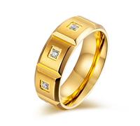 HIHELO Men's Rings 8Mm Diamond-Encrusted Matte Brushed Ring For Men And Women Unisex Wear Ring Friends Gold,11#