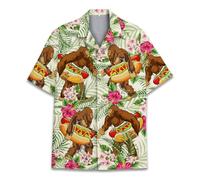 HIHI GLOBAL Hawaiian Shirt for Men Women Funny Hawaiian Shirt Mens Summer Beach Aloha Short Sleeve Casual Button Down, Bigfoot Hotdog 1, XXL