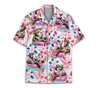 HIHI GLOBAL Hawaiian Shirt for Men Women Funny Hawaiian Shirt Mens Summer Beach Aloha Short Sleeve Casual Button Down, White-bigfoot, XXL