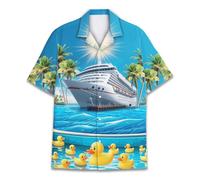 HIHI GLOBAL Hawaiian Shirt for Men Women Funny Hawaiian Shirt Mens Summer Beach Aloha Short Sleeve Casual Button Down, Blue-duck, Medium