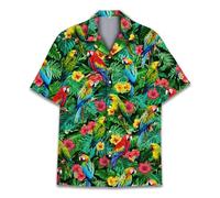 HIHI GLOBAL hawaiian shirt mens womens funny hawaiian shirt mens summer beach aloha short sleeve casual button down, Parrot, 4XL