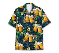 HIHI GLOBAL hawaiian shirt mens womens funny hawaiian shirt mens summer beach aloha short sleeve casual button down, Beer, 3XL
