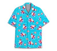 HIHI GLOBAL Holiday Hawaiian Shirt for Men Women Christmas Hawaiian Shirts Festive Summer Beach Short Sleeve Button Down, Santa Claus 6, Medium