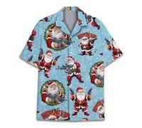 HIHI GLOBAL Holiday Hawaiian Shirt for Men Women Christmas Hawaiian Shirts Festive Summer Beach Short Sleeve Button Down, Santa Claus 10a, XL