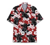 HIHI GLOBAL Mens Hawaiian Shirt, Tropical Raccoon Hawaiian Shirt Casual Button Down Holiday Beach Summer Short Sleeve Shirt, Black Angus, Medium