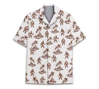 HIHI GLOBAL Mens Hawaiian Shirt, Tropical Raccoon Hawaiian Shirt Casual Button Down Holiday Beach Summer Short Sleeve Shirt, Bigfoot 3, Medium
