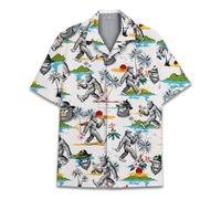 HIHI GLOBAL Mens Hawaiian Shirt, Tropical Raccoon Hawaiian Shirt Casual Button Down Holiday Beach Summer Short Sleeve Shirt, Bigfoot 4, XXXXL