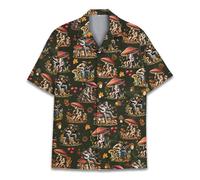 HIHI GLOBAL Tropical Alien Hawaiian Shirt for Men Women, Alien Shirt Holiday Summer Beach Casual Short Sleeve Button Down, Bigfoot Mushroom 2, Medium