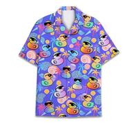 HIHI GLOBAL Tropical Bigfoot Hawaiian Shirts for Men Women, Bigfoot Sasquatch Summer Beach Aloha Button Down Short Sleeve, Duck 4a, L