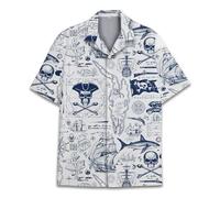 HIHI GLOBAL Tropical Bigfoot Hawaiian Shirts for Men Women, Sasquatch Summer Beach Button Down Short Sleeve, Pirate, Large