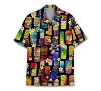 HIHI Global Unisex Adult Button Down Shirt, Colourful Tiki 2, XXL
