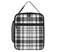 hihihihihihihihi Black and White Tartan Plaid Lunch Box Reusable Lunch Bag for Men Women Work - Insulated Small Buffalo Plaid Lunchbox for Unisex Adult Work Picnic