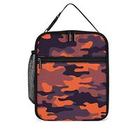 hihihihihihihihi Boys Lunch Boxes for School Portable Kids Lunch Bag Reusable Small Insulated Cooler Bag Orange Camo Lunch Box for Men Work Picnic Travel
