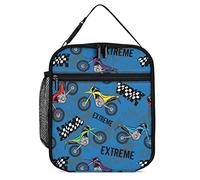 hihihihihihihihi Kids Lunch Box for Boys School Portable Insulated Lunch Bag Reusable Small Cooler Dirt-Bike Motocross Cars Lunchbox for Men Work Picnic Travel