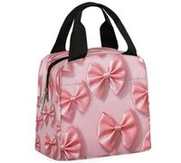 hihihihihihihihi TropicalLife Pink Bow Tie Lunch Bag for Women Men Reusable Insulated Cooler Lunch Box Small Leakproof Tote Bag for Work, Picnic, Travel