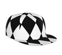 hihihihihihihihi UnisexHats Harlequin Pattern Adjustable Printed Hip Hop Flat Bill Baseball Cap Colorful Black