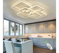 HIHIHOMY Modern Ceiling Light, With 6 Square Acrylic Crystal Frames, Dimmable With Remote Control, 3000K-6500K, Recessed Metal Led Ceiling Light For Kitchen