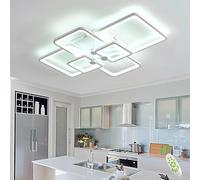 HIHIHOMY Modern LED Ceiling Light Dimmable with Remote Control 6-Ring Living Room Geometric Design 78 W 6630 LM, White for Bedroom, Kitchen, 3000-6500 K Lamp [Energy Class F]