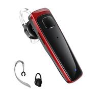 HiHiniu Bluetooth Headset,V5.3 Bluetooth Earpiece Wireless Handsfree Driving Headsets with Noise Canceling Mic,16Hrs Play Time Business Eabuds for iPhone Samsung Android Cell Phone Tablets Office(Red)