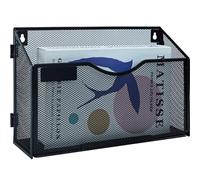 HIHOBDAY 1 Tier A4 Mesh in Tray Hanging Wall File Holder Magazine Document Holder Mail Organiser Magazine Storage Rack,Durable Metal Mesh Filing Storage, Black