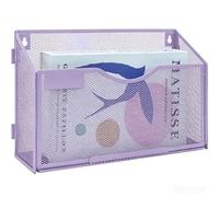 HIHOBDAY 1 Tier A4 Mesh in Tray Hanging Wall File Holder Magazine Document Holder Mail Organiser Magazine Storage Rack,Durable Metal Mesh Filing Storage, Purple