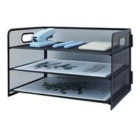 HIHOBDAY 3 Tier Paper Organiser Mesh Letter Tray Metal Magazine File Desk Storage For Office School Home, Black