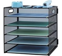 HIHOBDAY 5 Tier Paper Organiser Mesh Letter Tray Metal Magazine File Desk Storage For Office School Home, Black
